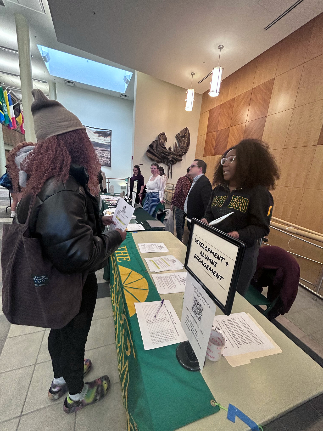 Dozens of offices, departments and programs spoke to students about upcoming opportunities at the On-Campus Job and Internship Expo, coordinated by EXCEL, on March 22. Participants included Kerisha Lewis, assistant director of student-alumni engagement and staff advisor for FANs (the Future Alumni Network) and Senior Class Planning Committee. 