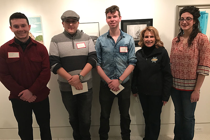 Students with President Stanley for Presidential Purchase award