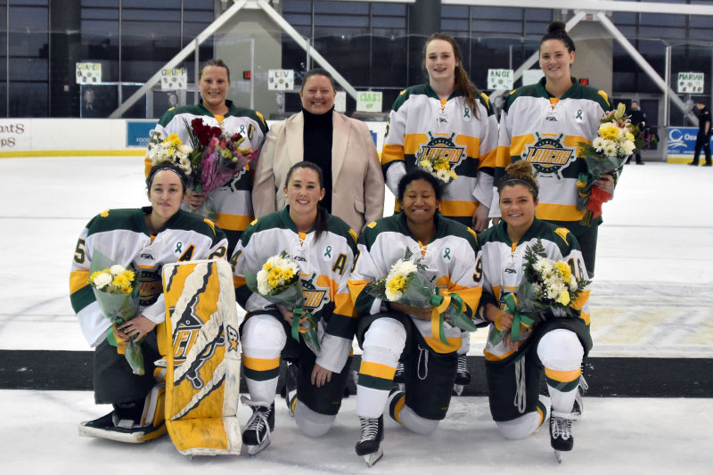 Women's hockey players honored on Senior Day