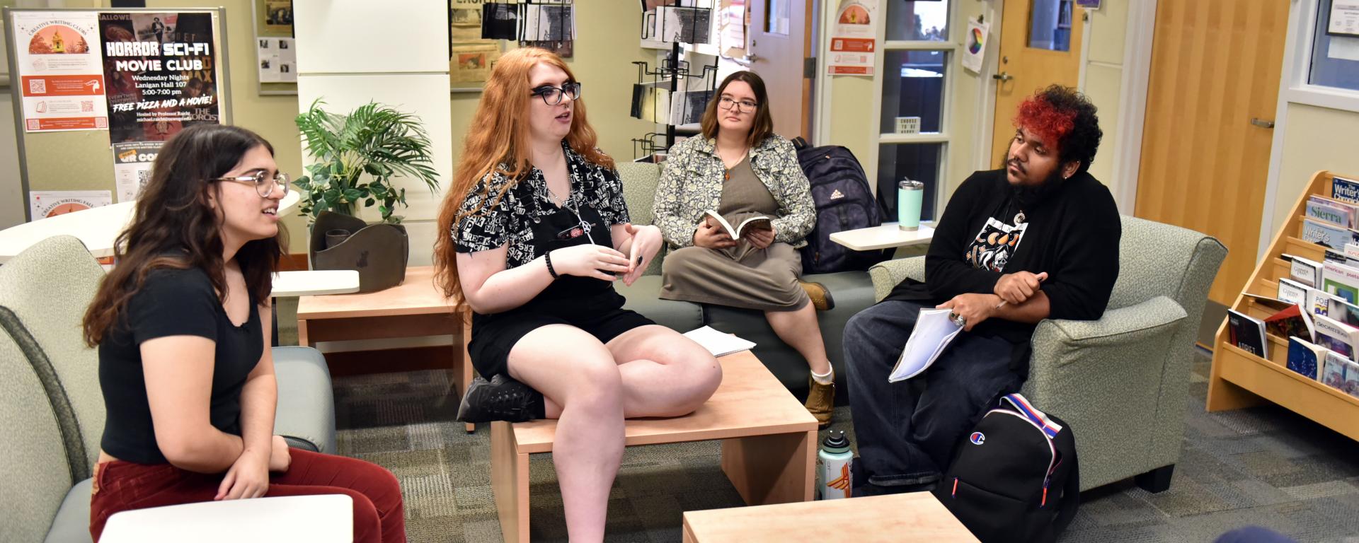 Creative writing students workshop new pieces in class