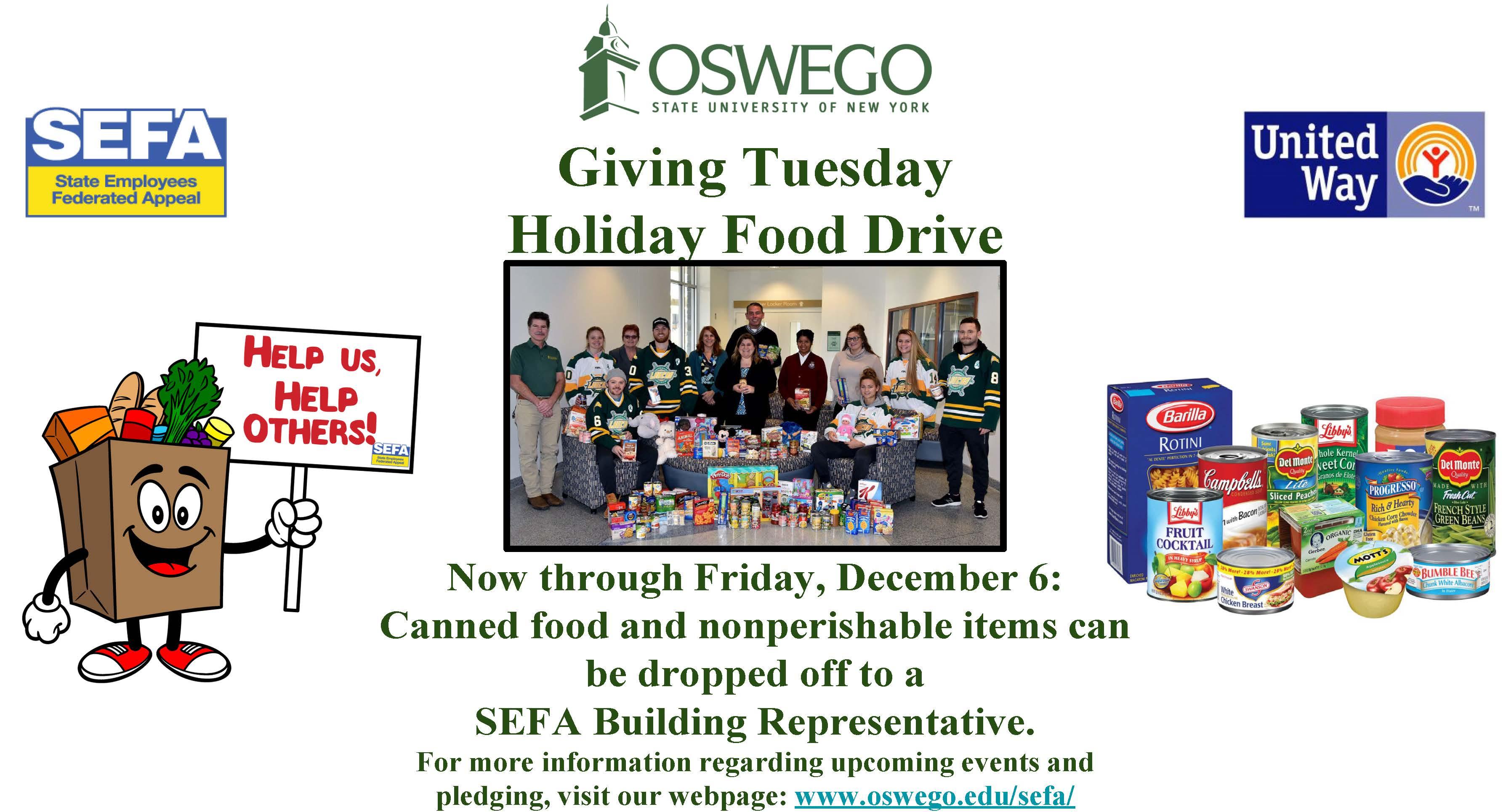 SEFA Giving Tuesday Holiday Food Drive - Now through Dec. 6th