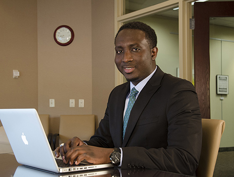 Student at computer